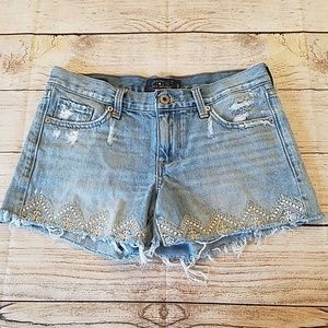 Lucky Brand Sz 0 Embroidered Raw Hem Cut offs